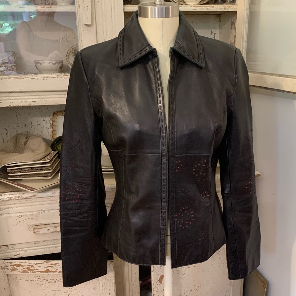 Brandon Thomas Glove Leather Laser Cut Jacket Sz M